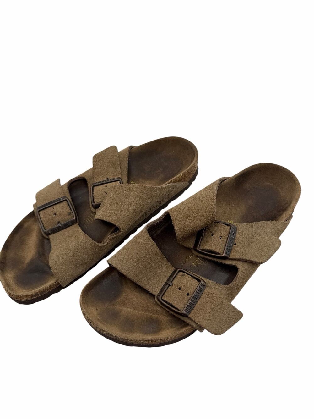 Birkenstock Arizona Suede Leather Sandals Taupe Mocha Double Strap EU 37 US 6
